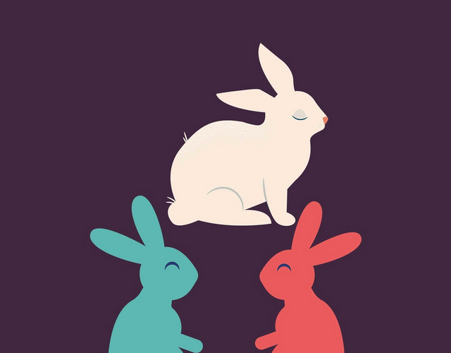 彩色兔子中秋传统文化素材