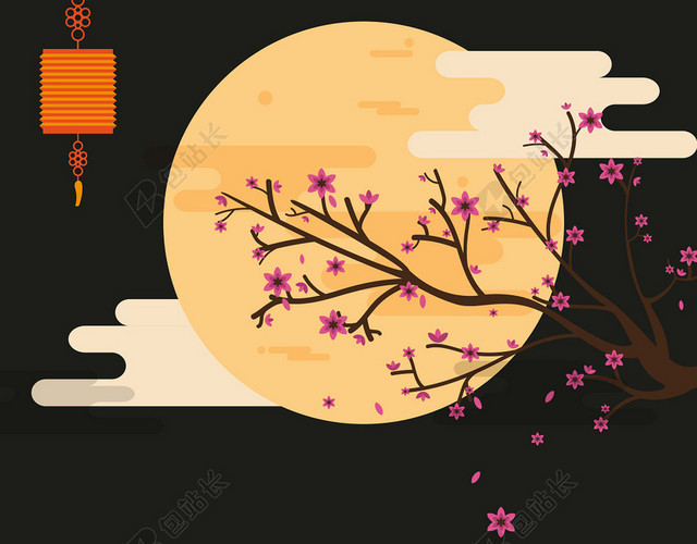 中秋节传统节日黑色月亮传统文化中秋背景
