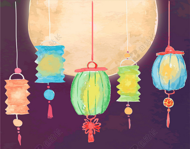 中秋节传统节日紫色月亮传统文化中秋背景