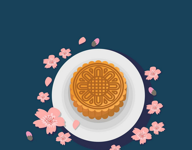 月饼花朵中秋传统文化素材