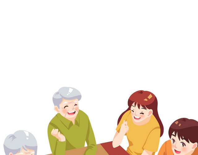 卡通人物手绘人物感恩节家人聚会聚餐插画免抠素材