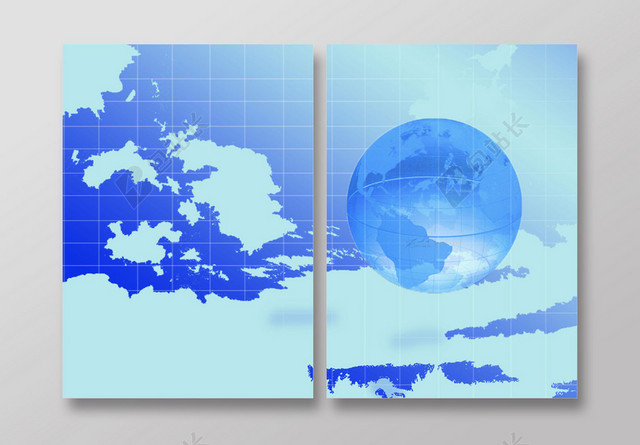 蓝色地球地理元素投标书封面背景