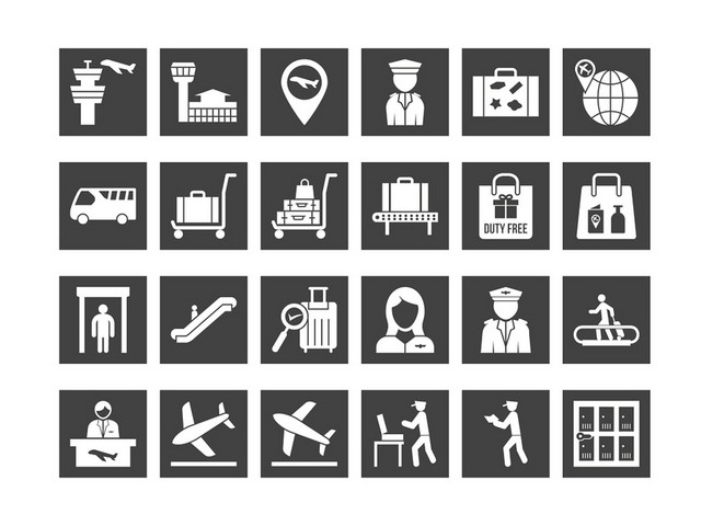 黑色旅游UI矢量服务图标素材