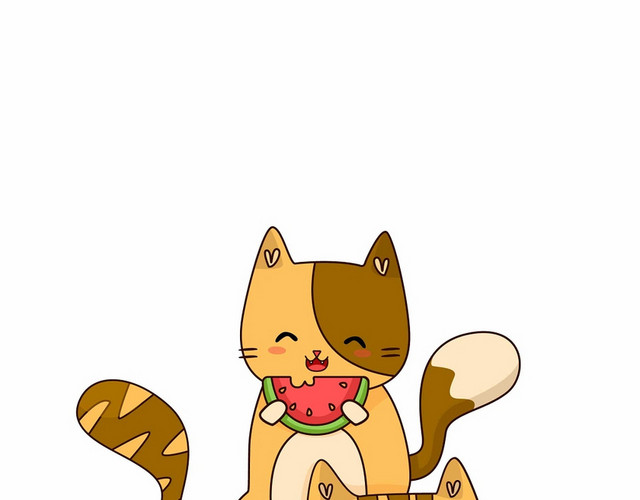 手绘风格黄色卡通猫咪素材