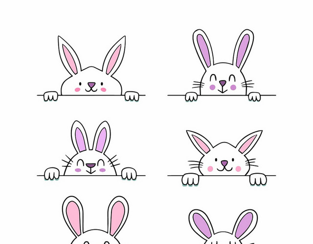 漫画风格白色卡通兔子素材