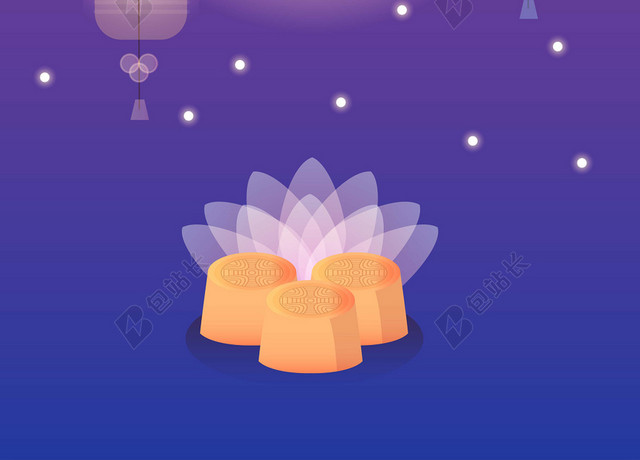 中秋节传统节日紫色月亮中秋传统文化海报背景
