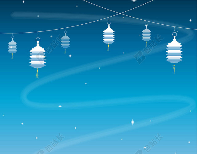 中秋节传统节日蓝色灯笼中秋传统文化海报背景