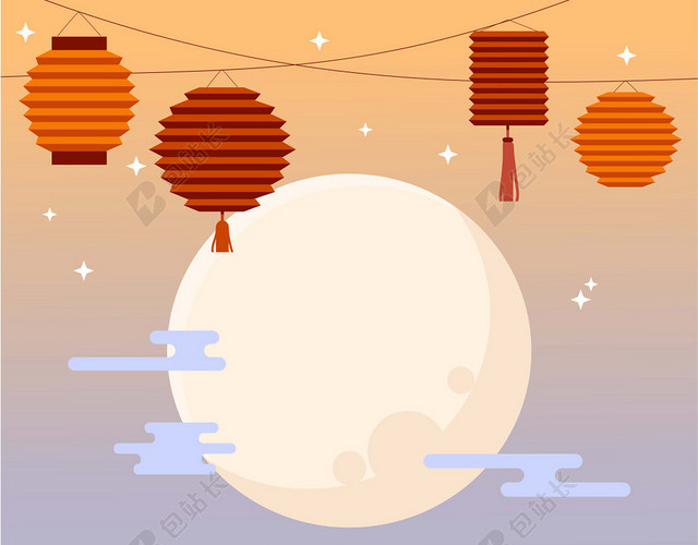 中秋节传统节日渐变月亮中秋传统文化海报背景