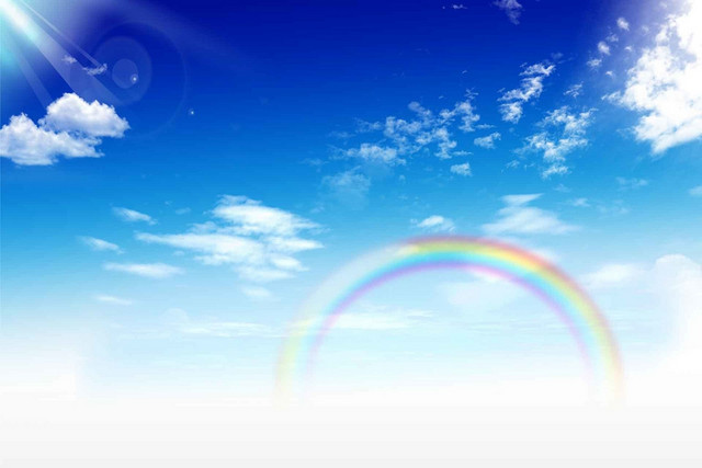 太阳蓝天彩虹白云天空素材