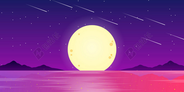 七夕炫丽星空背景月亮流星背景
