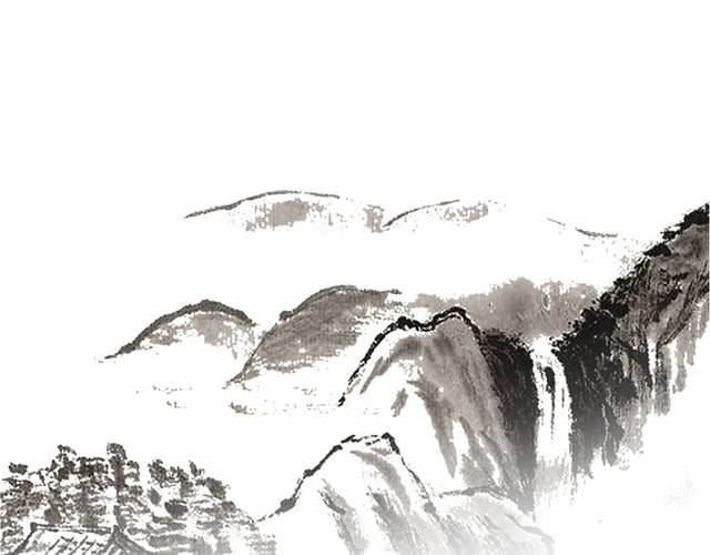 中国山水画泼墨免抠素材