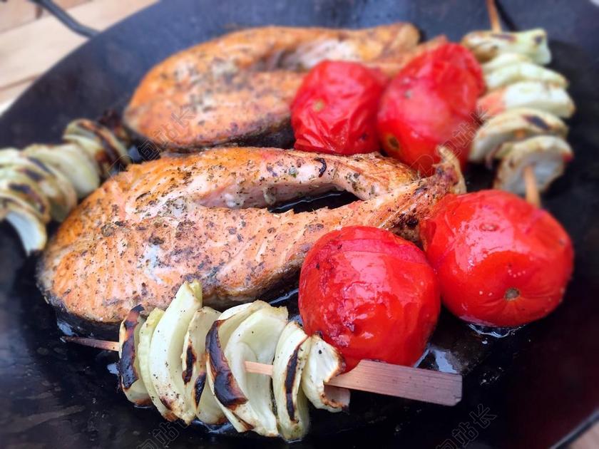 餐饮唯美金枪鱼牛排背景图片