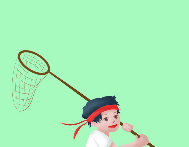 夏至  立夏  大暑  小暑  夏天扑蜻蜓的男孩PNG素材