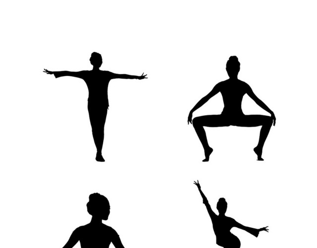 运动健身瑜伽剪影YOGA舞蹈美女PNG素材