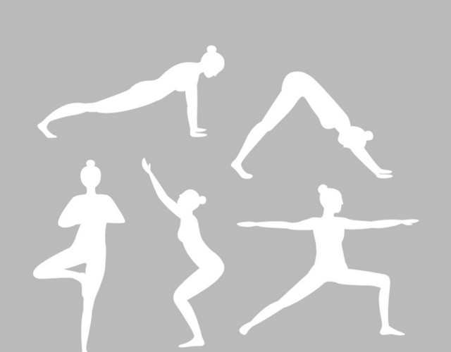 运动健身瑜伽剪影YOGA舞蹈美女PNG素材