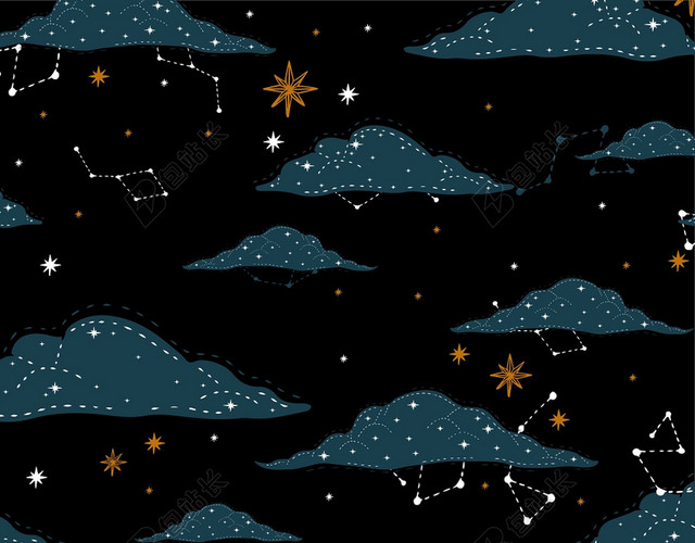 卡通绚丽星空星座星空背景