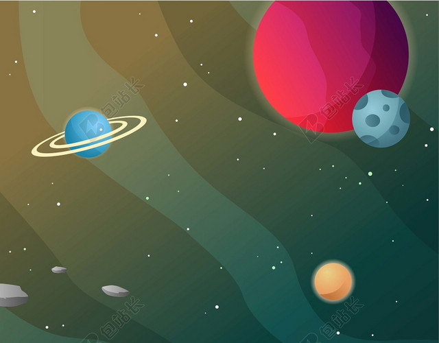 绿色绚丽星空火箭星空背景