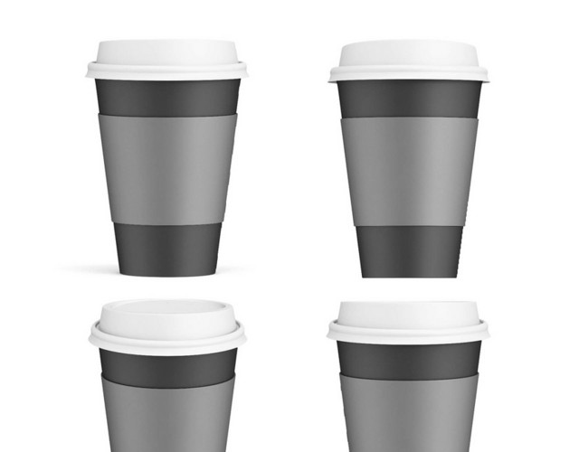 黑色带盖杯套简约大号纸杯咖啡杯素材