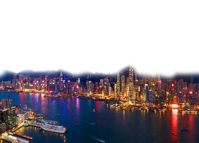 古风夜景香港回归印象旅游海报
