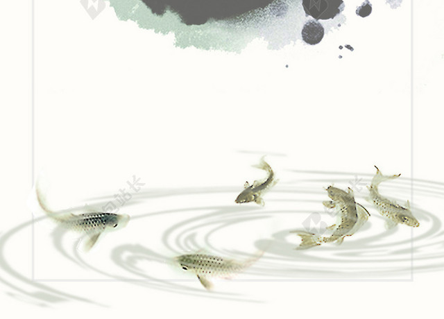 简约水墨金鱼背景