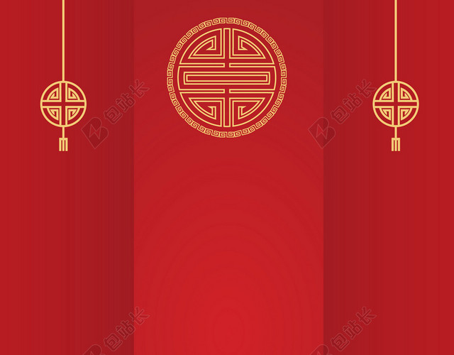 简约古风边框红色中国结背景