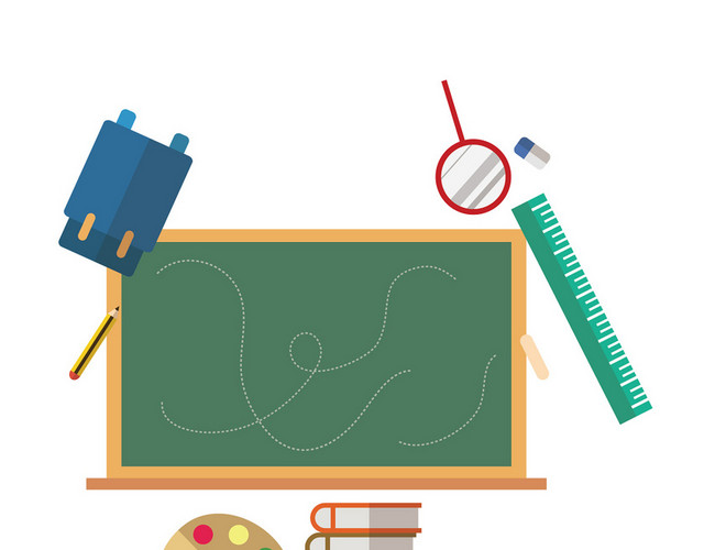 学校校园读书开学季学习用品素材