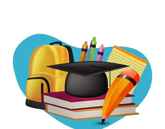 简约学校校园读书开学季学习用品书本素材