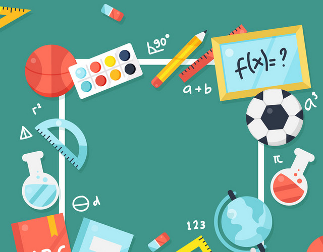 简约学校校园读书开学季学习体育用品素材