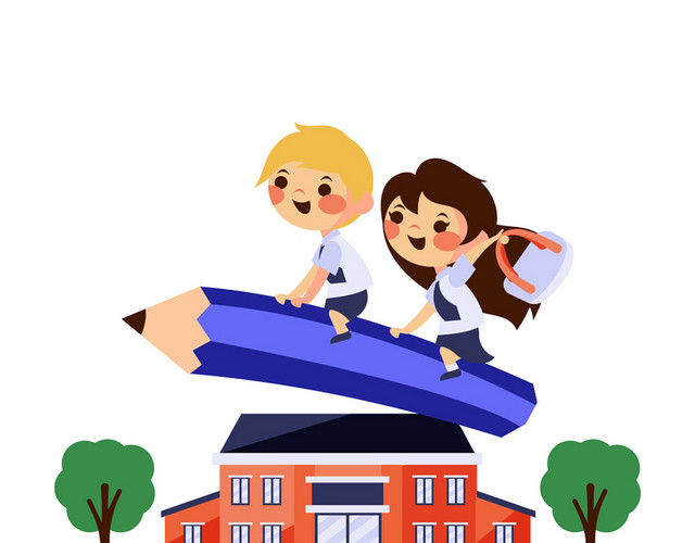 简约学校校园读书开学季学生素材