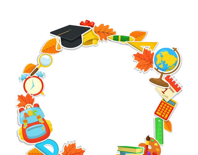 简约学校校园读书开学季学习用品边框素材