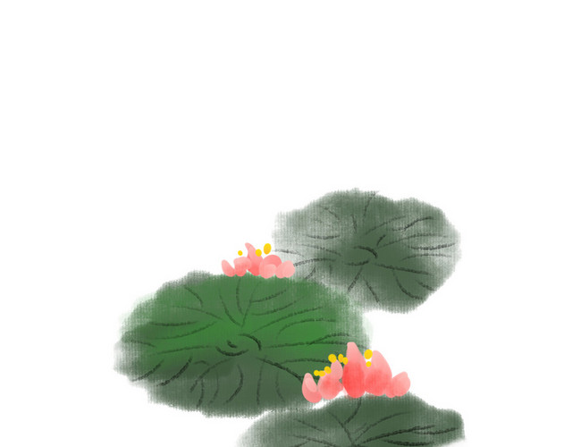 中国风夏季水墨荷花素材