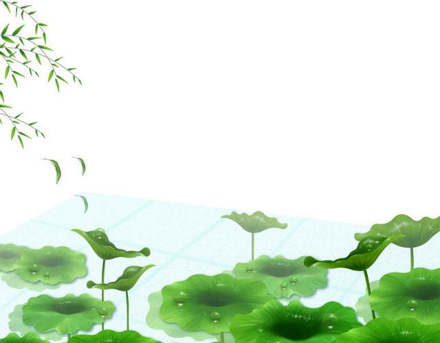 简约夏天荷花柳树素材
