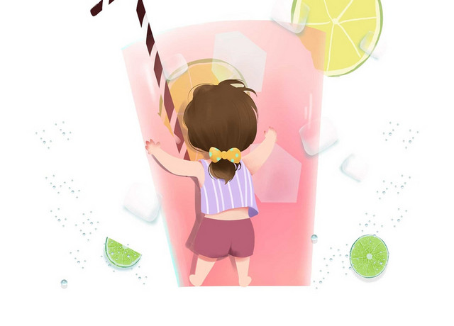 清新夏天冷饮素材