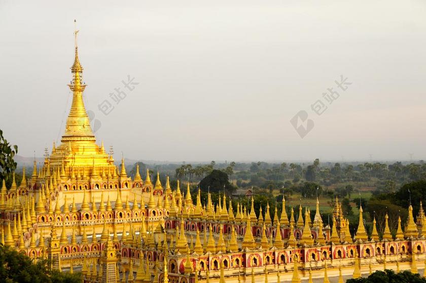 庙 黄金 亚洲 佛教 东南 缅甸 佛 宝塔 名胜古迹