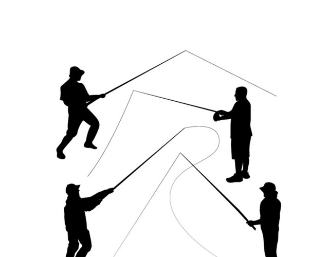 鱼剪影插画钓鱼人物素材