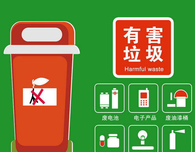 有害垃圾图标垃圾分类标识免抠图