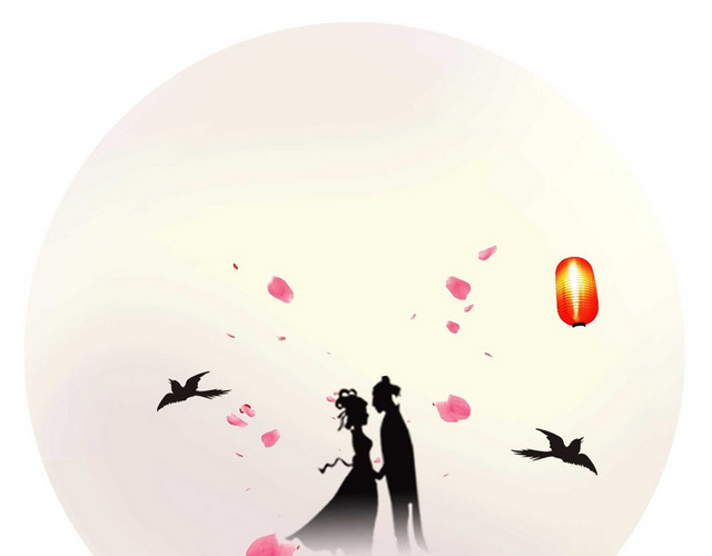 七夕月亮七夕情人节牛郎织女情侣人物唯美浪漫
