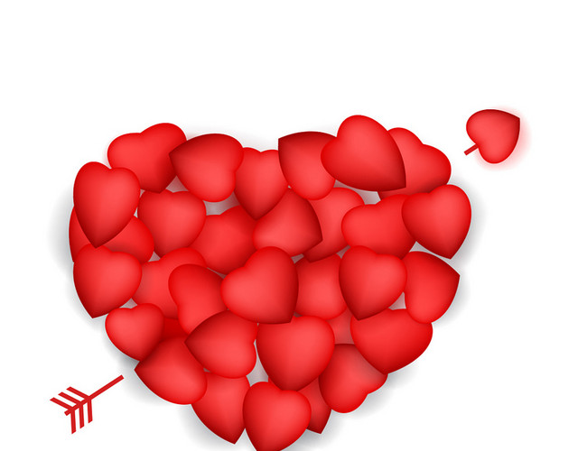 红色简约七夕情人节520爱心素材