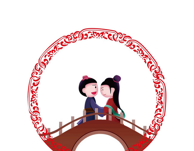 中国风鹊桥相会七夕情人节素材