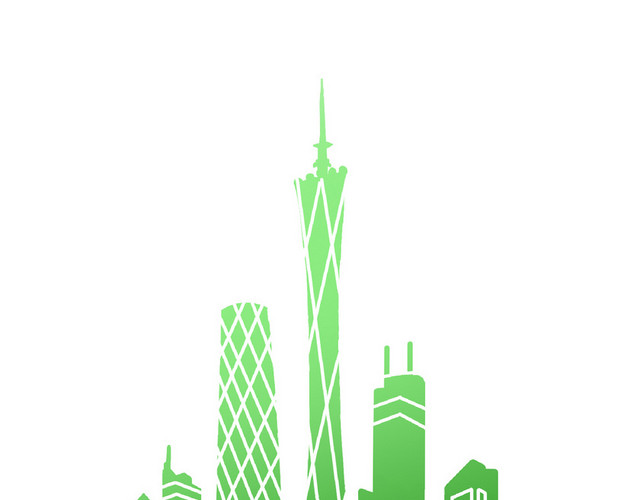 绿色城市剪影大楼建筑免抠图