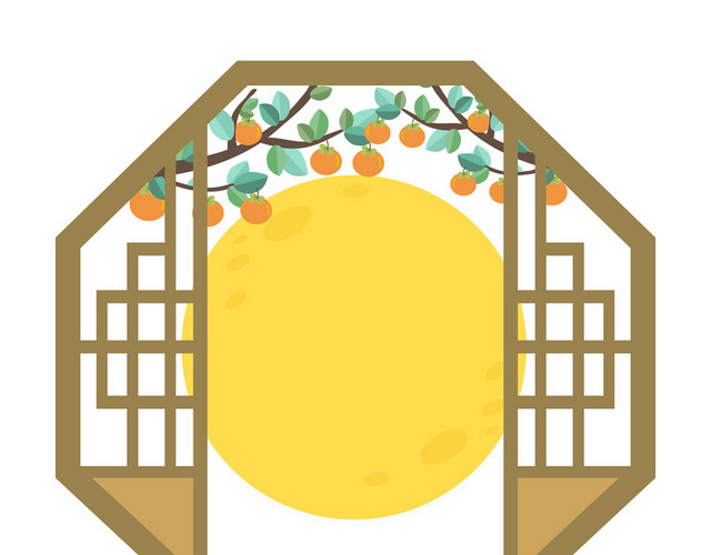 树叶边框中国风简约秋天立秋秋分复古边框素材