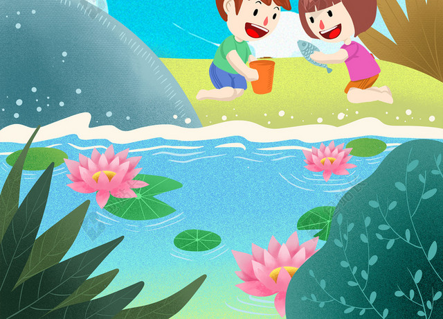 夏至未至夏至二十四节气卡通海报背景