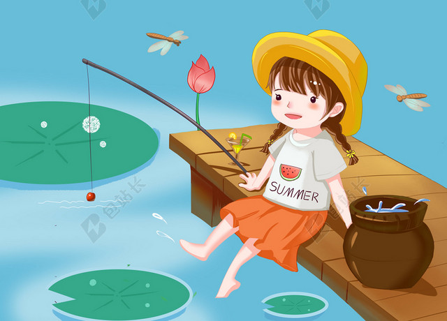 夏至未至夏至二十四节气卡通海报背景