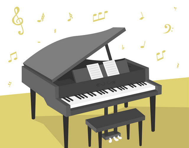 卡通钢琴艺术招生乐器培训素材