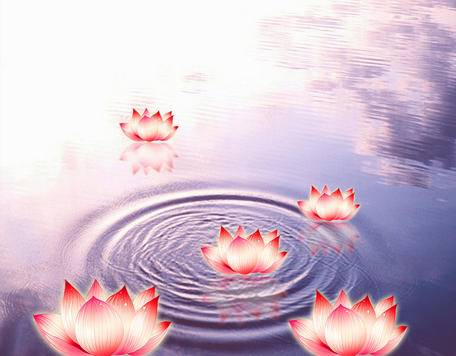 祈福中秋节中元节粉色渐变莲花灯闹花灯元宵点灯素材