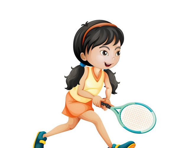 卡通彩色运动招生网球培训素材