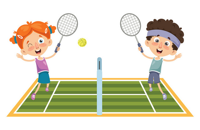 卡通彩色运动招生网球培训素材