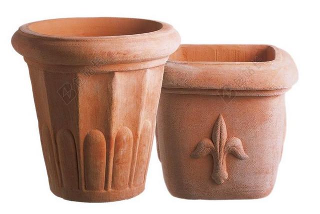 兵马俑 罐 花盆 耐火粘土 无釉 陶瓷产品 陶器 带红色