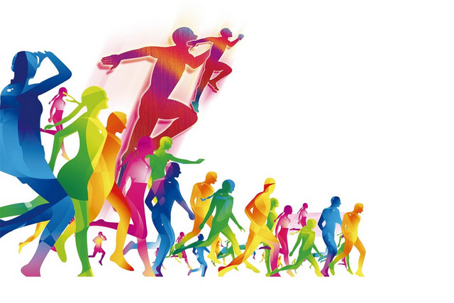 简约彩色跑步健身比赛宣传活动人物剪影跑步小人素材