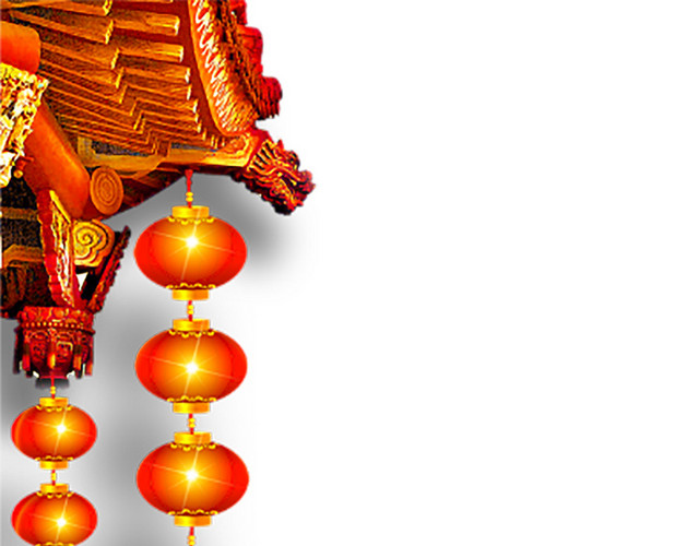 灯笼和屋檐古风建筑免抠图